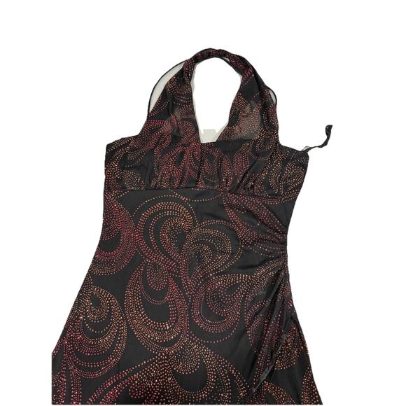 Taboo Black Red Glitter Halter Dress Gown Whimsigoth Y2K Dark Fairycore Size L - Picture 7 of 8